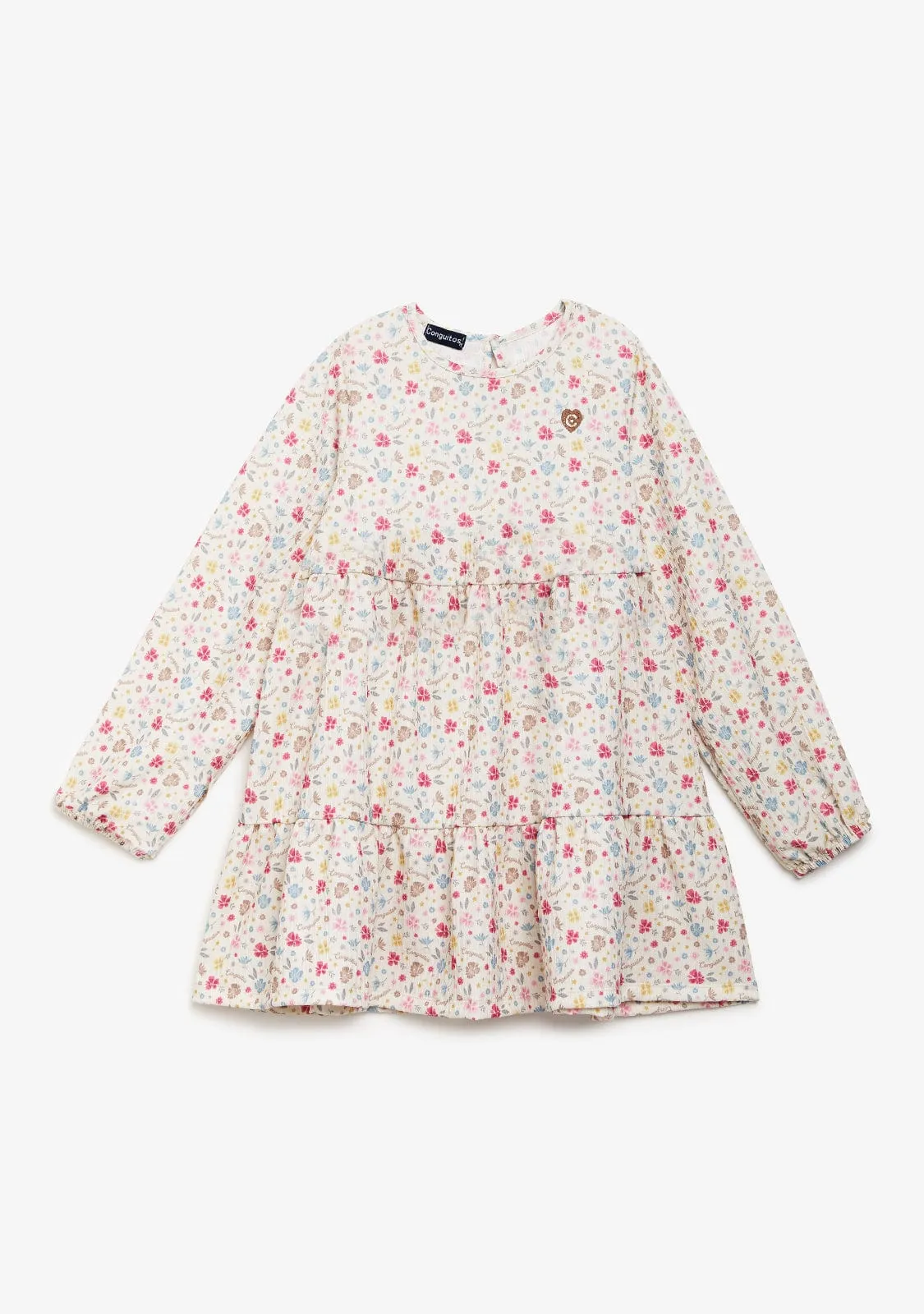 Beige Flowers Printed Dress