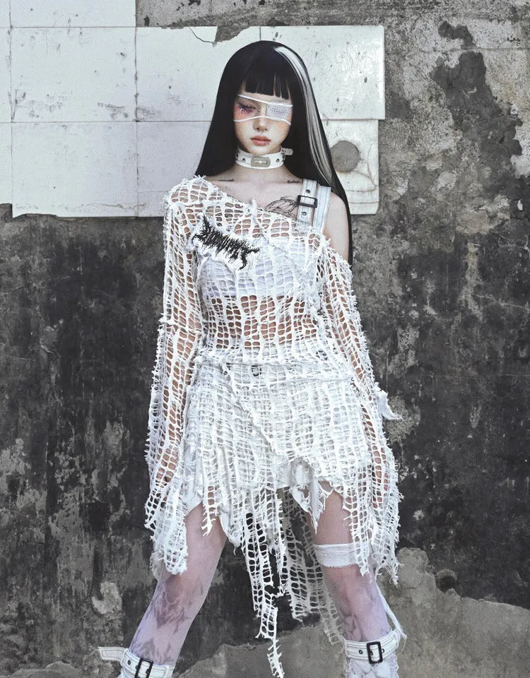 [Blood Supply] Madhouse Distressed Knit Fishnet Top