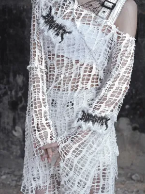 [Blood Supply] Madhouse Distressed Knit Fishnet Top