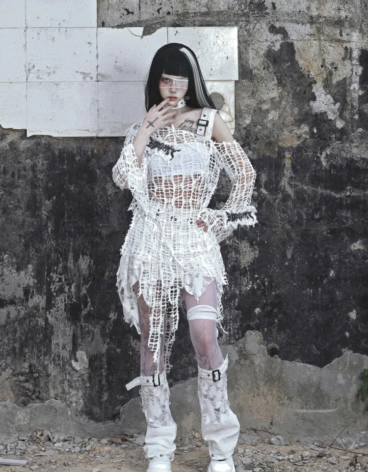 [Blood Supply] Madhouse Distressed Knit Fishnet Top