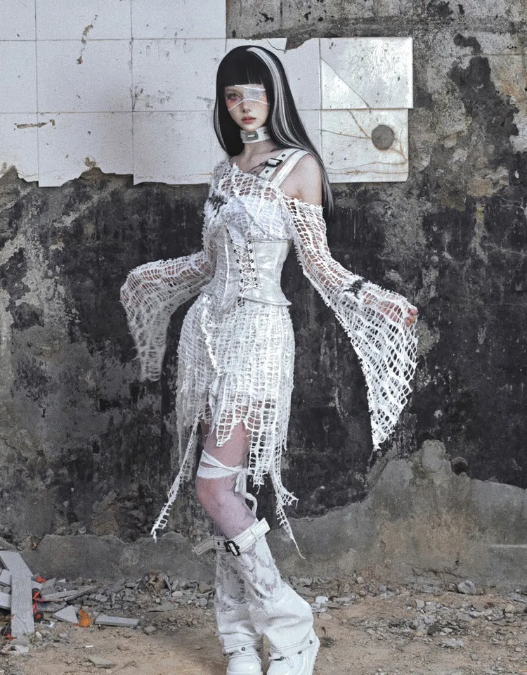 [Blood Supply] Madhouse Distressed Knit Fishnet Top