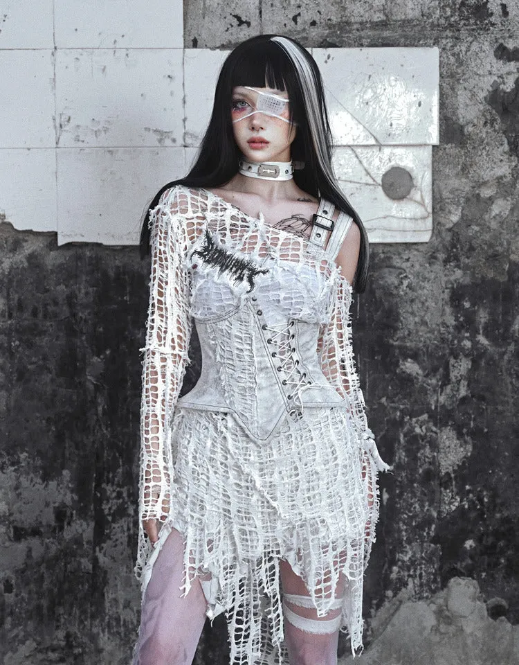 [Blood Supply] Madhouse Distressed Knit Fishnet Top