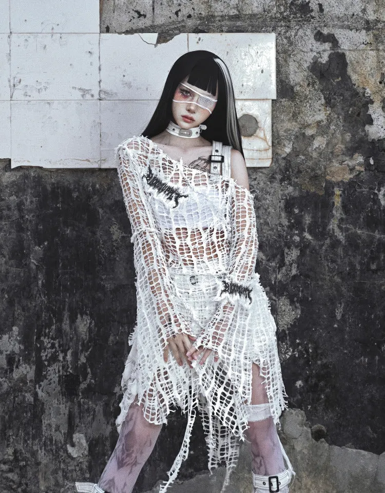[Blood Supply] Madhouse Distressed Knit Fishnet Top