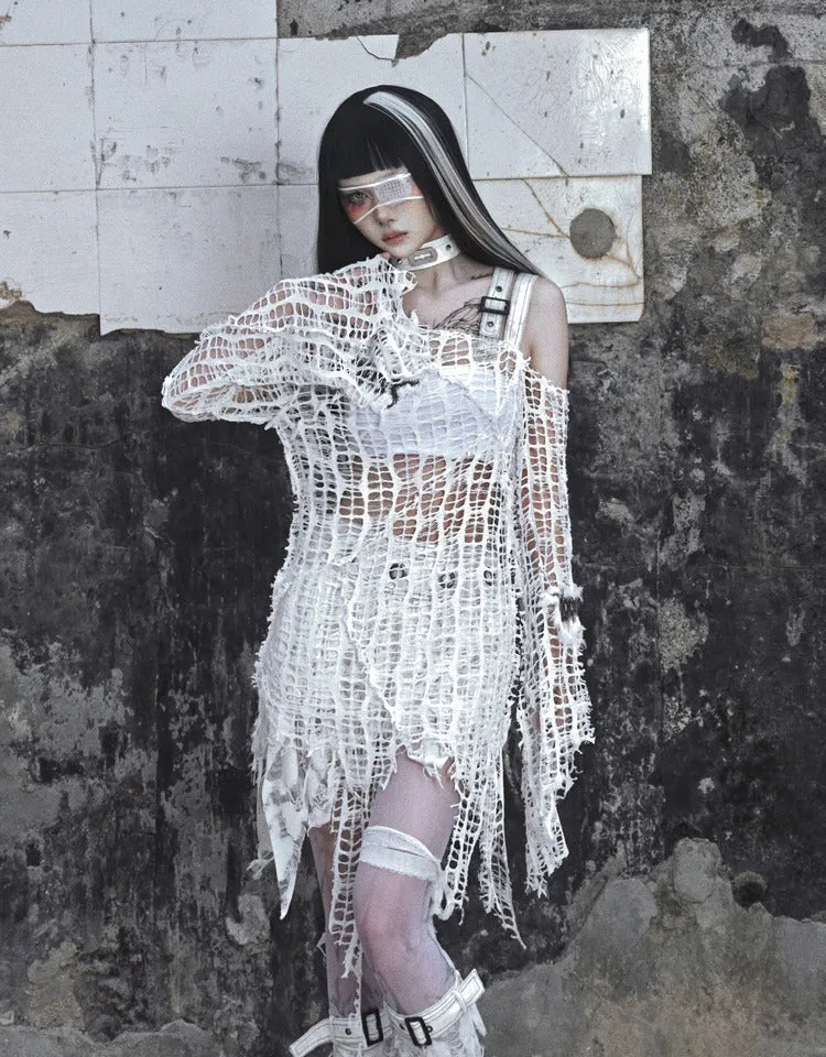 [Blood Supply] Madhouse Distressed Knit Fishnet Top