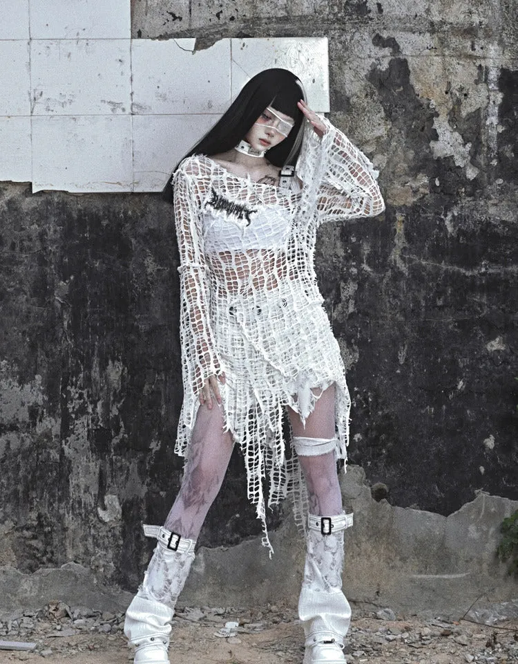 [Blood Supply] Madhouse Distressed Knit Fishnet Top