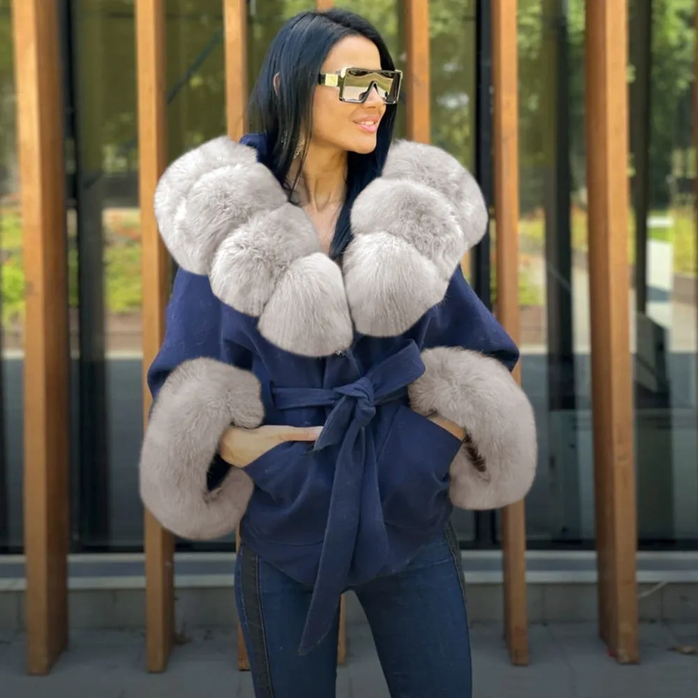 Bubble Faux Fur Tie Waist Front Pocket Coat