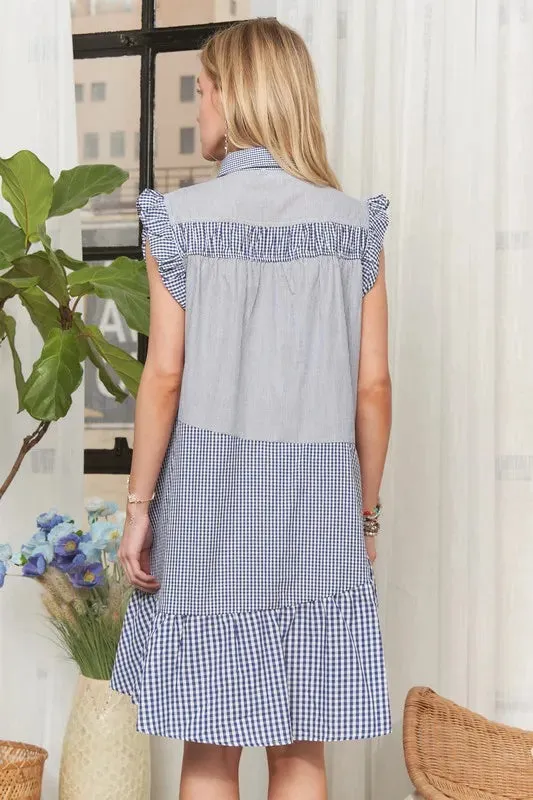 Button Down Textured Babydoll Dress