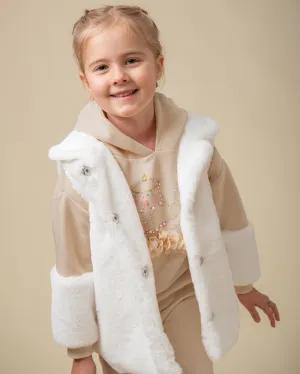 Caramelo Kids Ivory Faux fur gilet