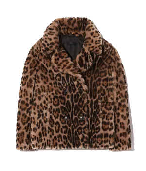 Cleophee Shearling Coat in Leopard Print