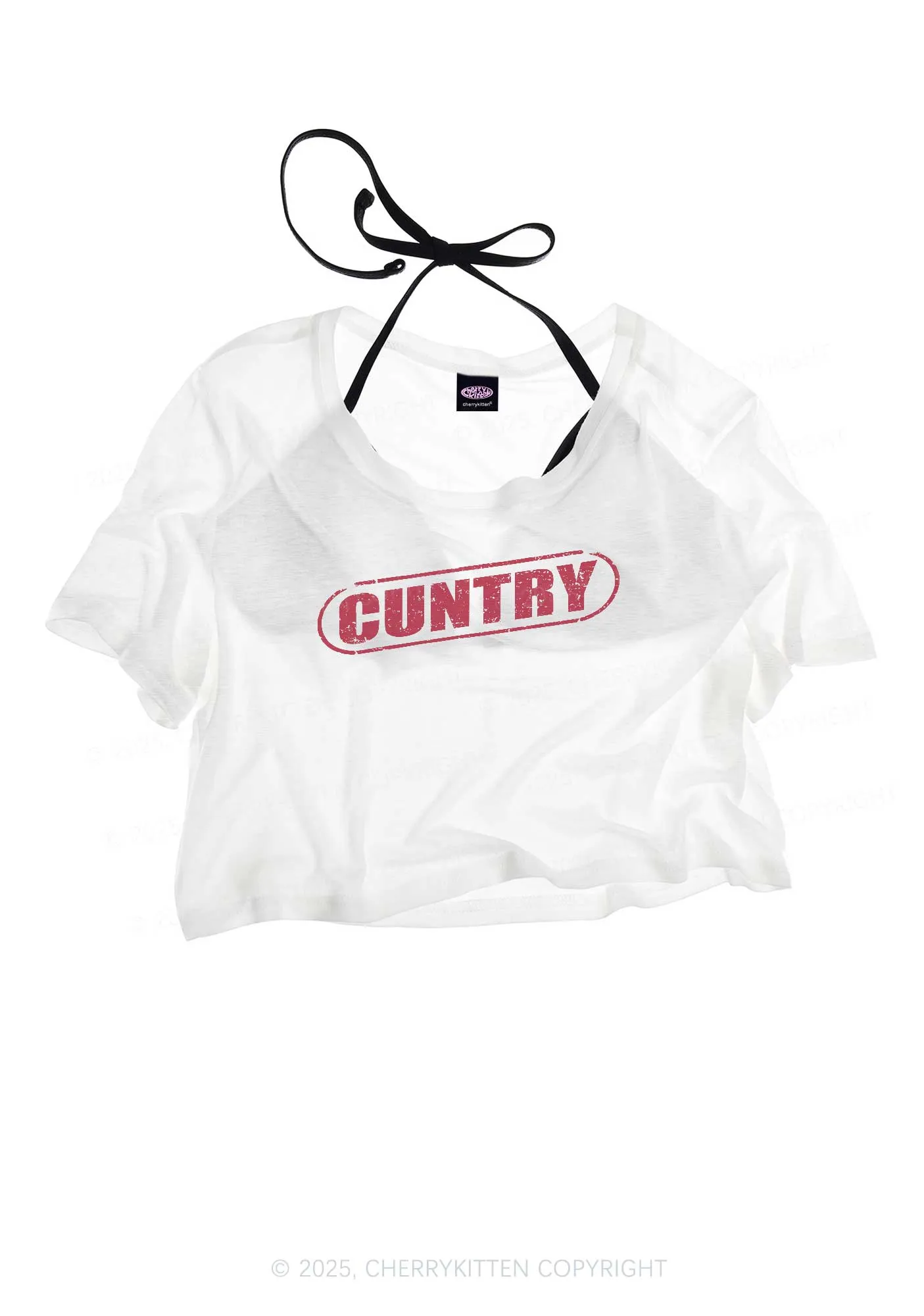Cuntry Y2K Sheer Crop Tee Cherrykitten