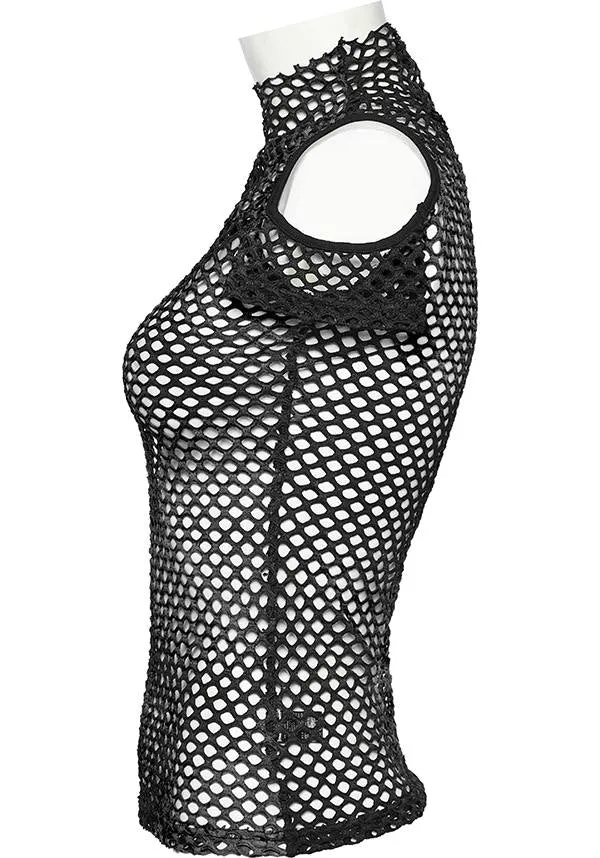 Dionisia Fishnet [Black] | COLD SHOULDER TOP