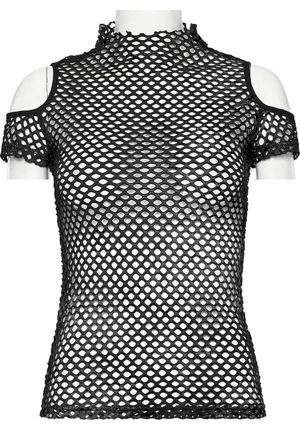Dionisia Fishnet [Black] | COLD SHOULDER TOP