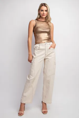 Easily Iconic Bronze Metallic Tank Top
