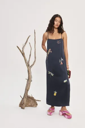 Fontaine Slip Midi Dress Navy