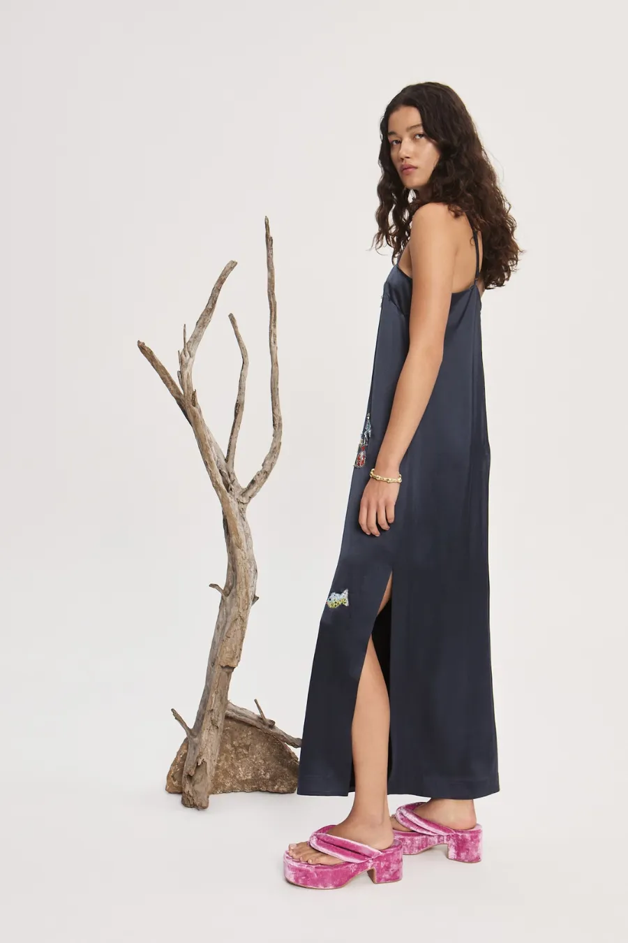 Fontaine Slip Midi Dress Navy