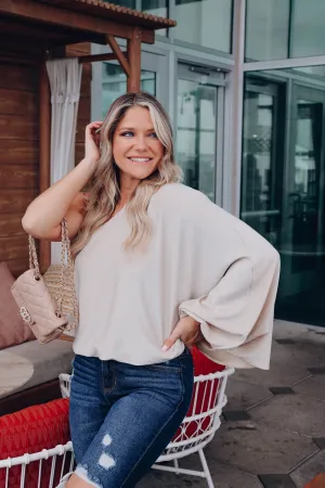 Gabriella One Shoulder Shimmer Top - Beige