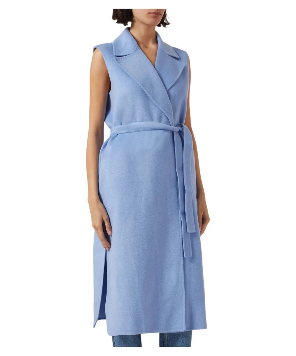 Gilet Mano Lungo con Cintura in Misto Lana