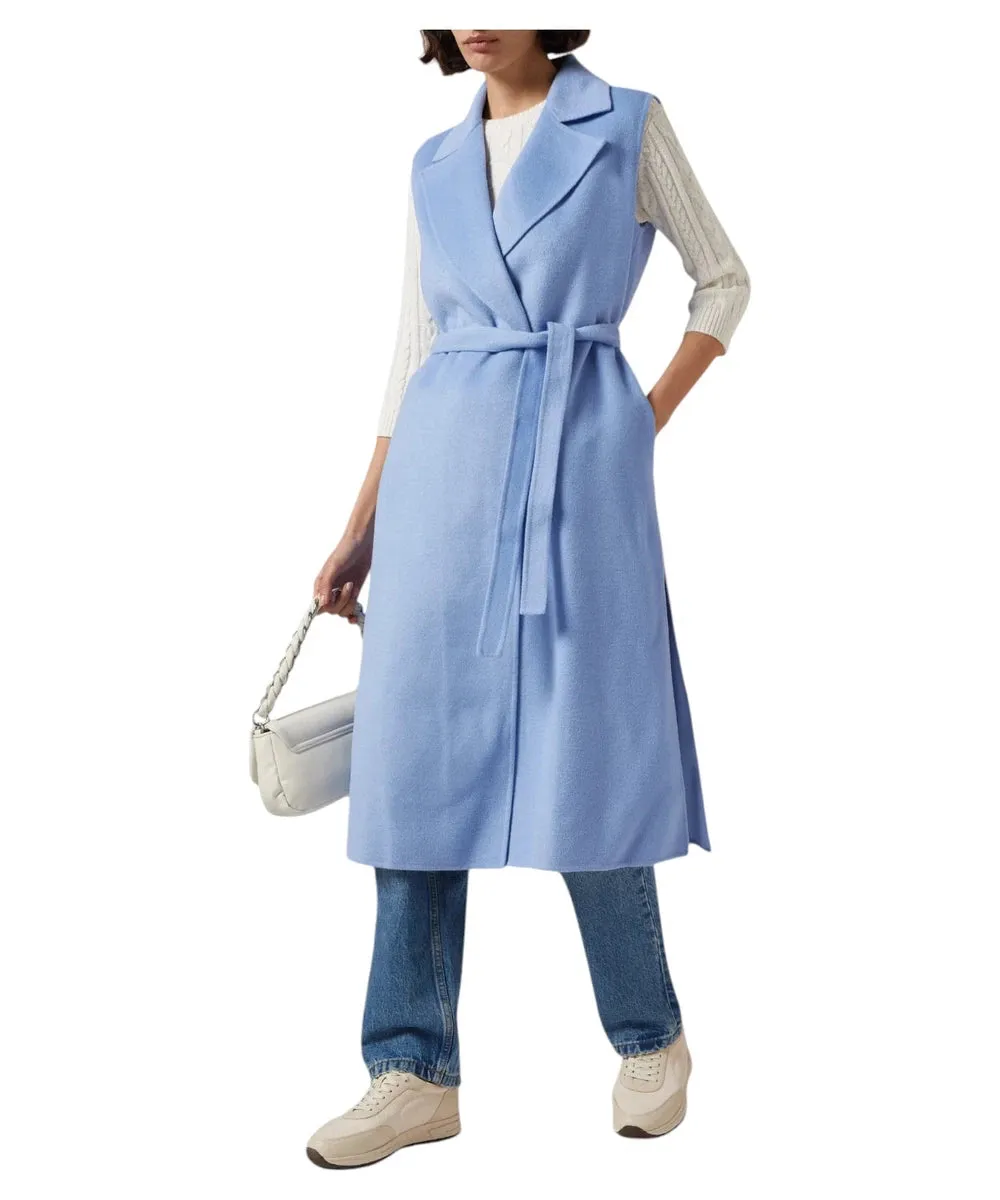 Gilet Mano Lungo con Cintura in Misto Lana