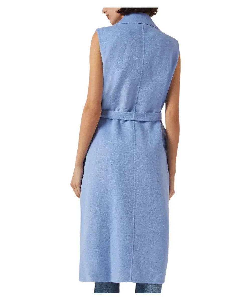 Gilet Mano Lungo con Cintura in Misto Lana