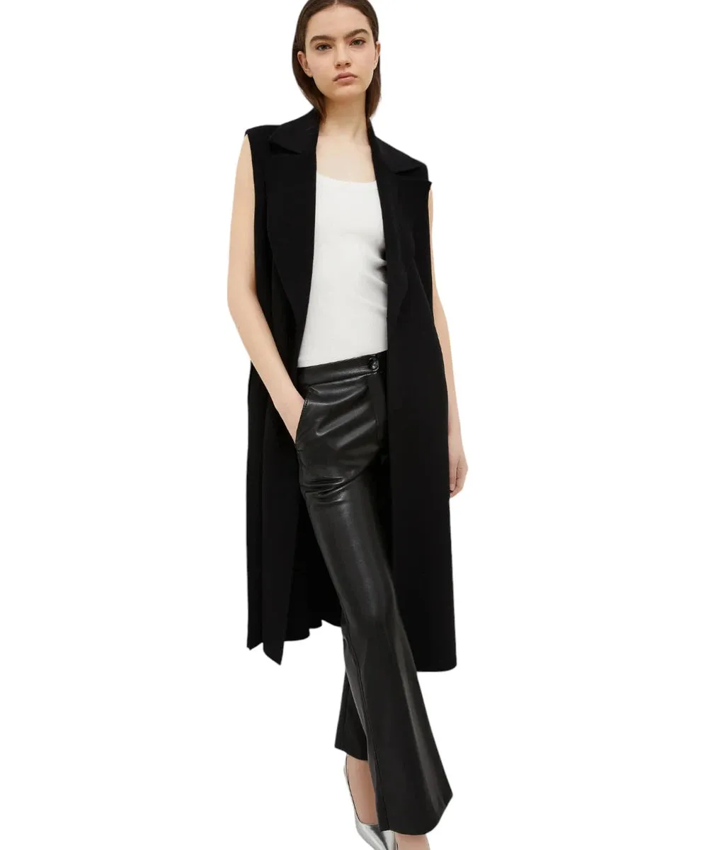 Gilet Mano Lungo con Cintura in Misto Lana