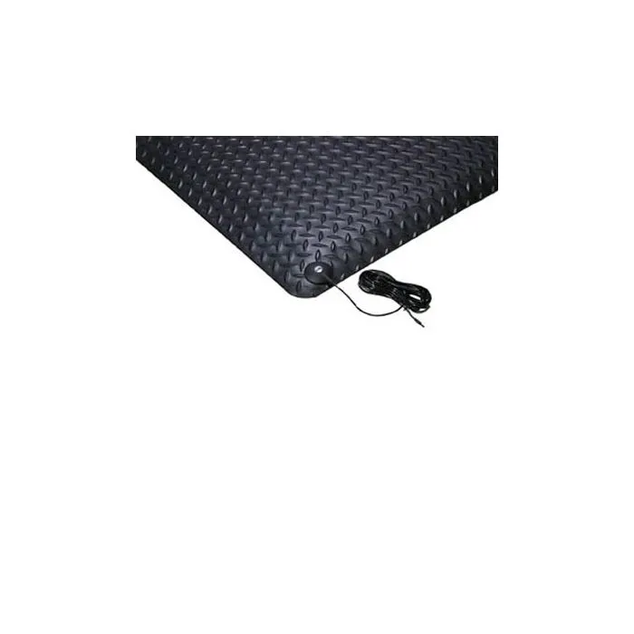 Justrite NoTrax 826S0035BL Diamond Stat Vinyl/PVC Non-Slip Anti-Static Mat, Grounding Cord Included, Black, 9/16 in x 3 ft W x 5 ft L, 1 Each