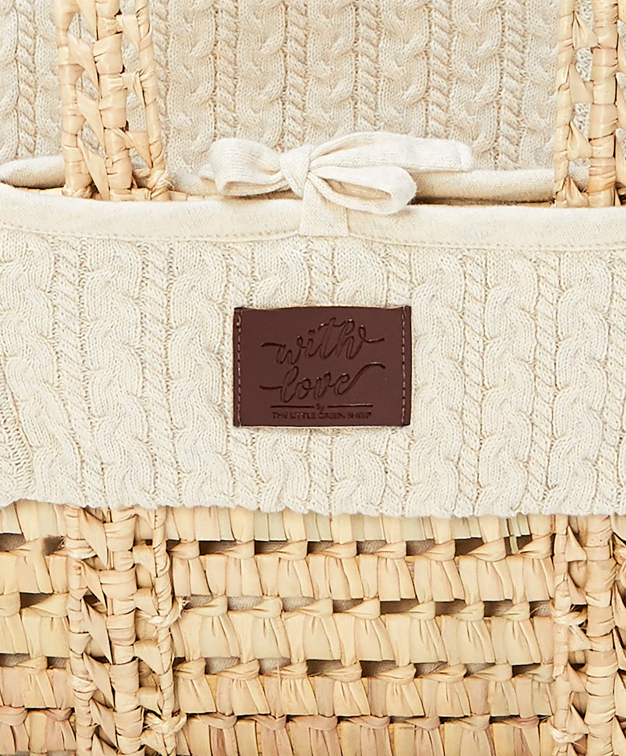 Little Green Sheep Moses Basket & Rocking Stand - Linen / Natural