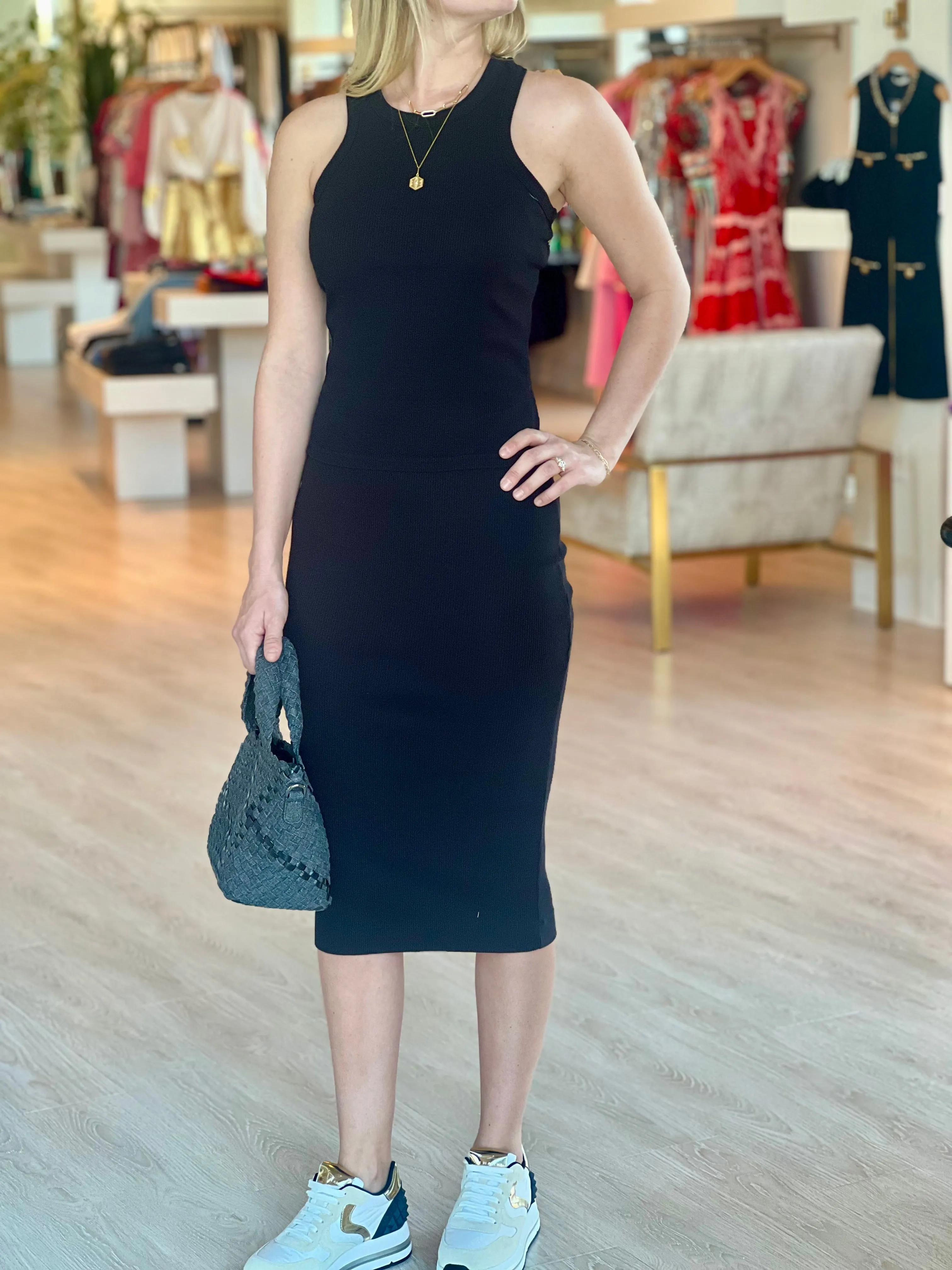Ma297 Black Ribbed Skirt