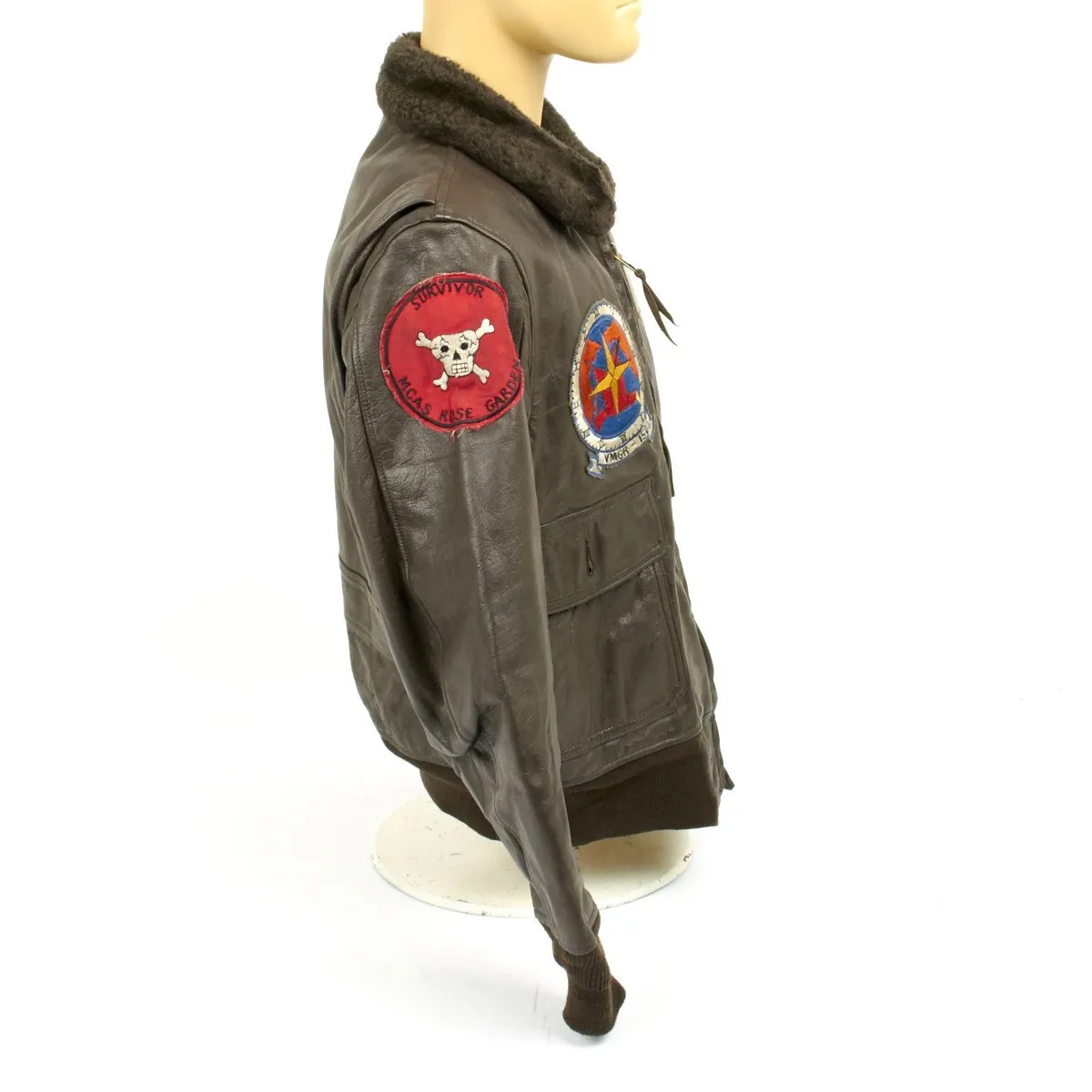 Original USMC Pilot Type G-1 Leather Flight Jacket Red Devils - Vietnam War Era