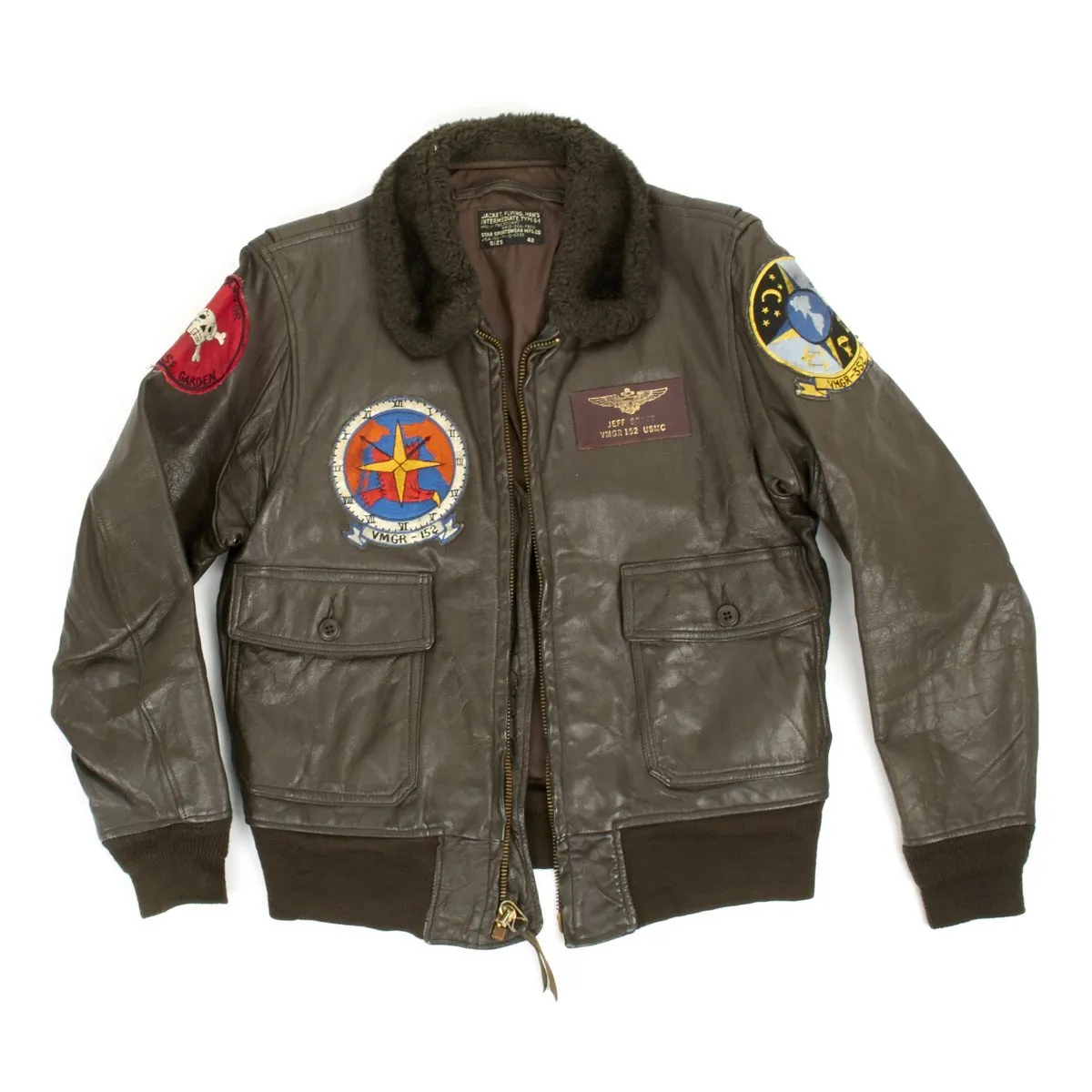 Original USMC Pilot Type G-1 Leather Flight Jacket Red Devils - Vietnam War Era