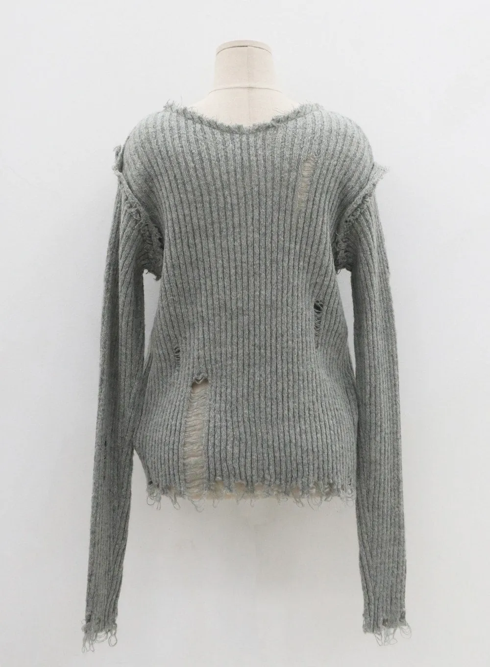 Ripped V-Neck Knit Top CO13