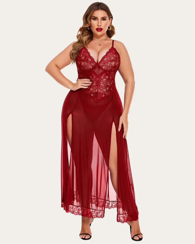 Romantic Mesh & Lace Nightgown