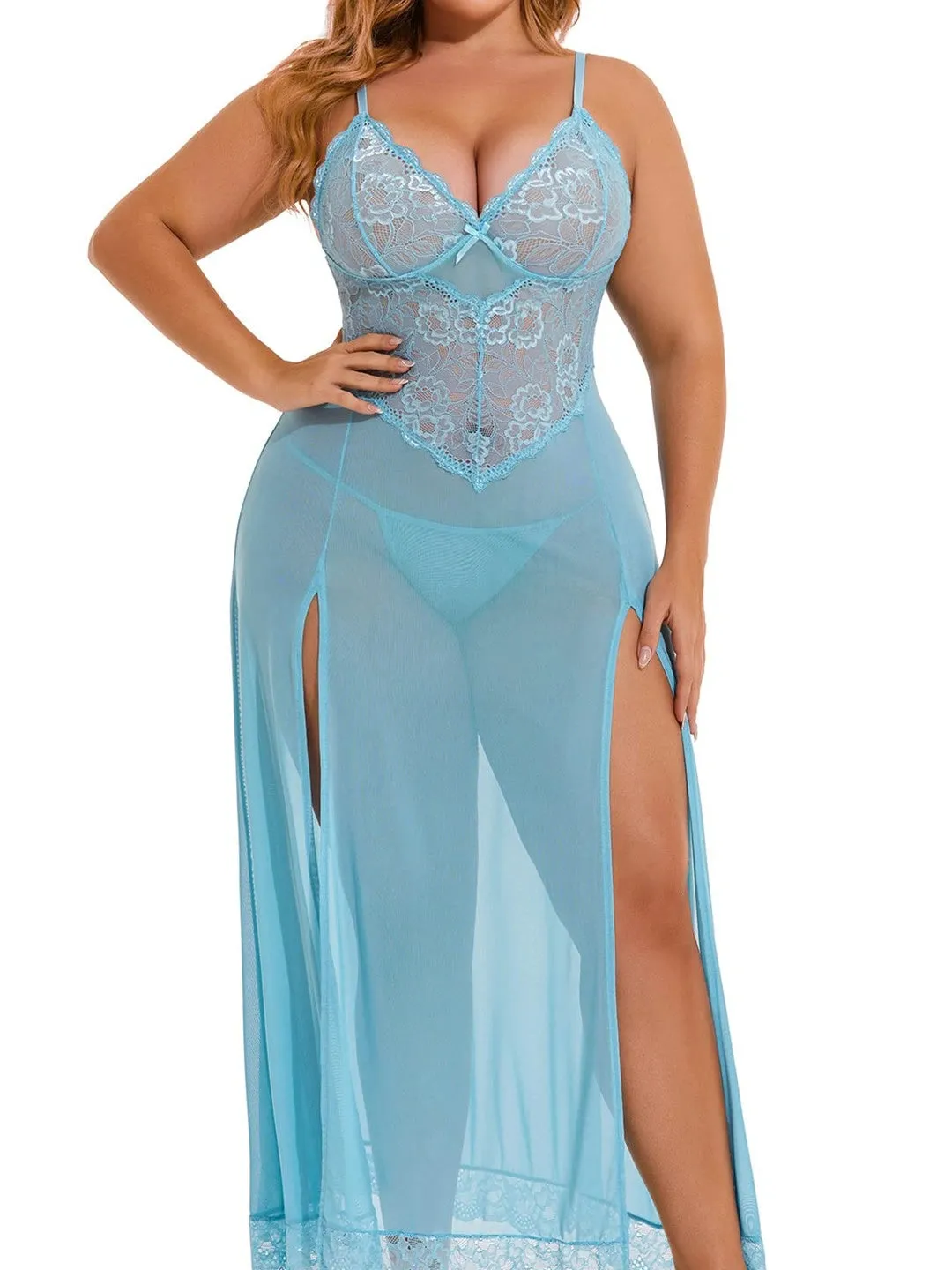 Romantic Mesh & Lace Nightgown