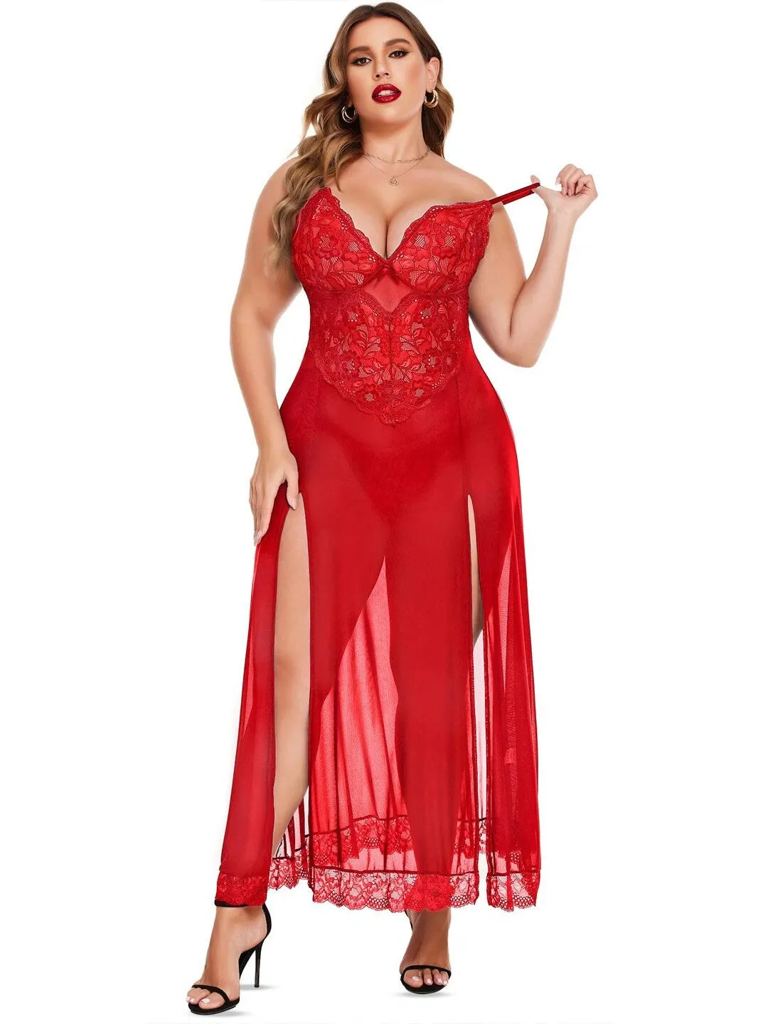 Romantic Mesh & Lace Nightgown