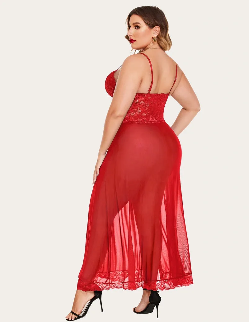 Romantic Mesh & Lace Nightgown
