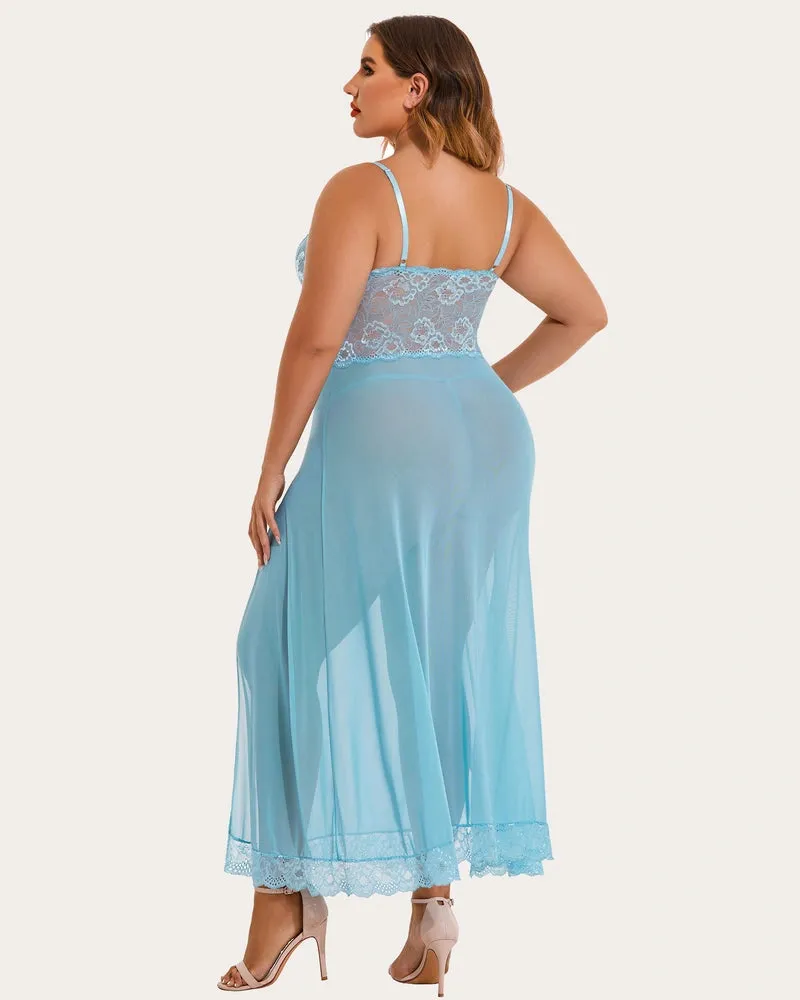 Romantic Mesh & Lace Nightgown