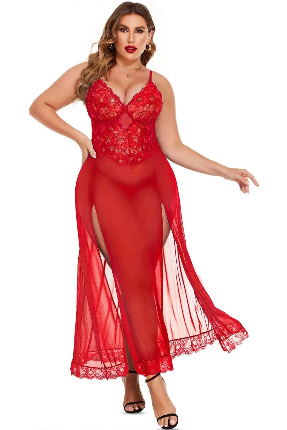 Romantic Mesh & Lace Nightgown