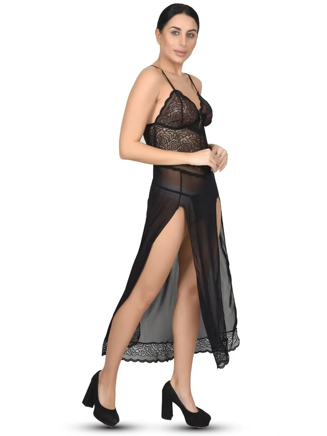 Romantic Mesh & Lace Nightgown
