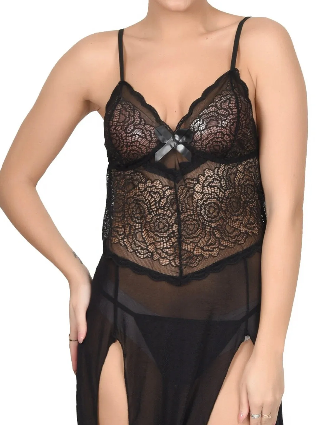 Romantic Mesh & Lace Nightgown