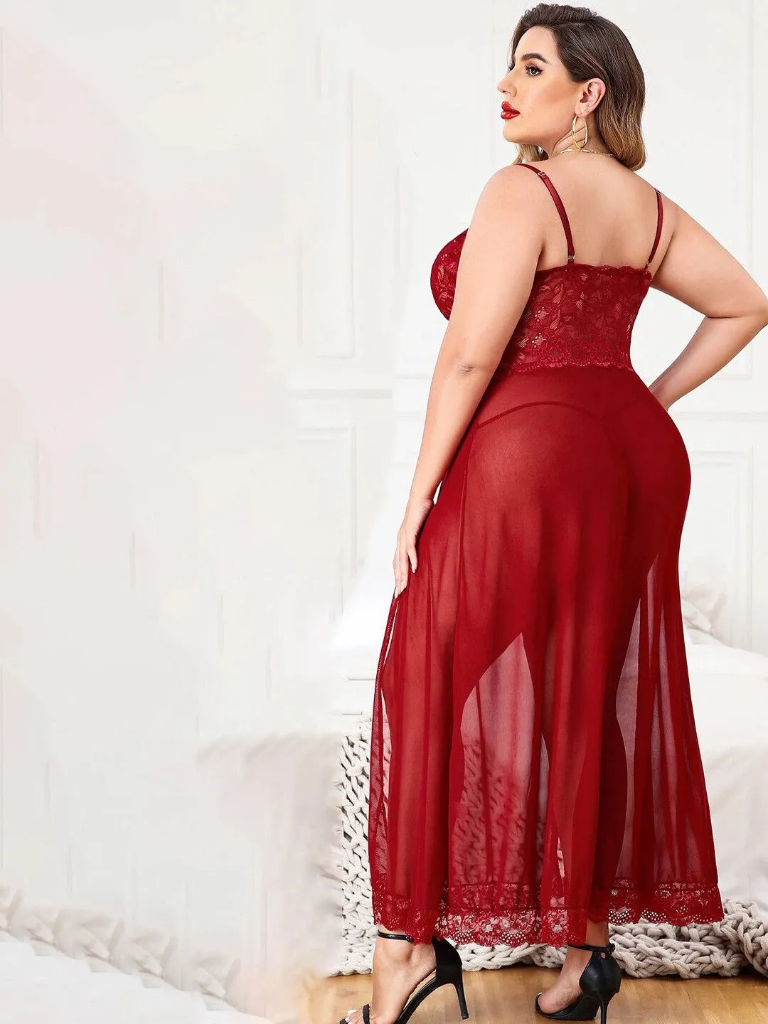 Romantic Mesh & Lace Nightgown