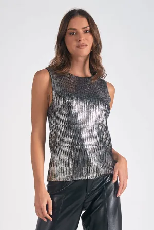 Shimmer Crewneck Sleeveless Top