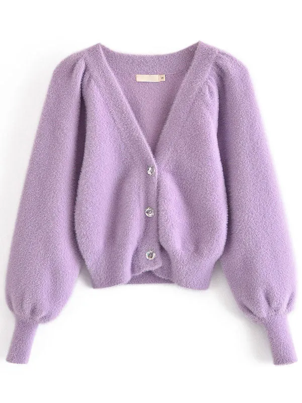 Short Faux Fur Coats For Women White Long Sleeves Stretch Front Button Overcoat