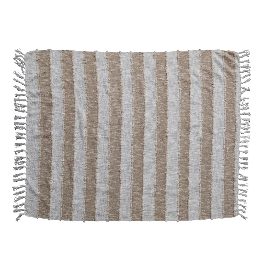 Striped Woven Cotton Throw Blanket