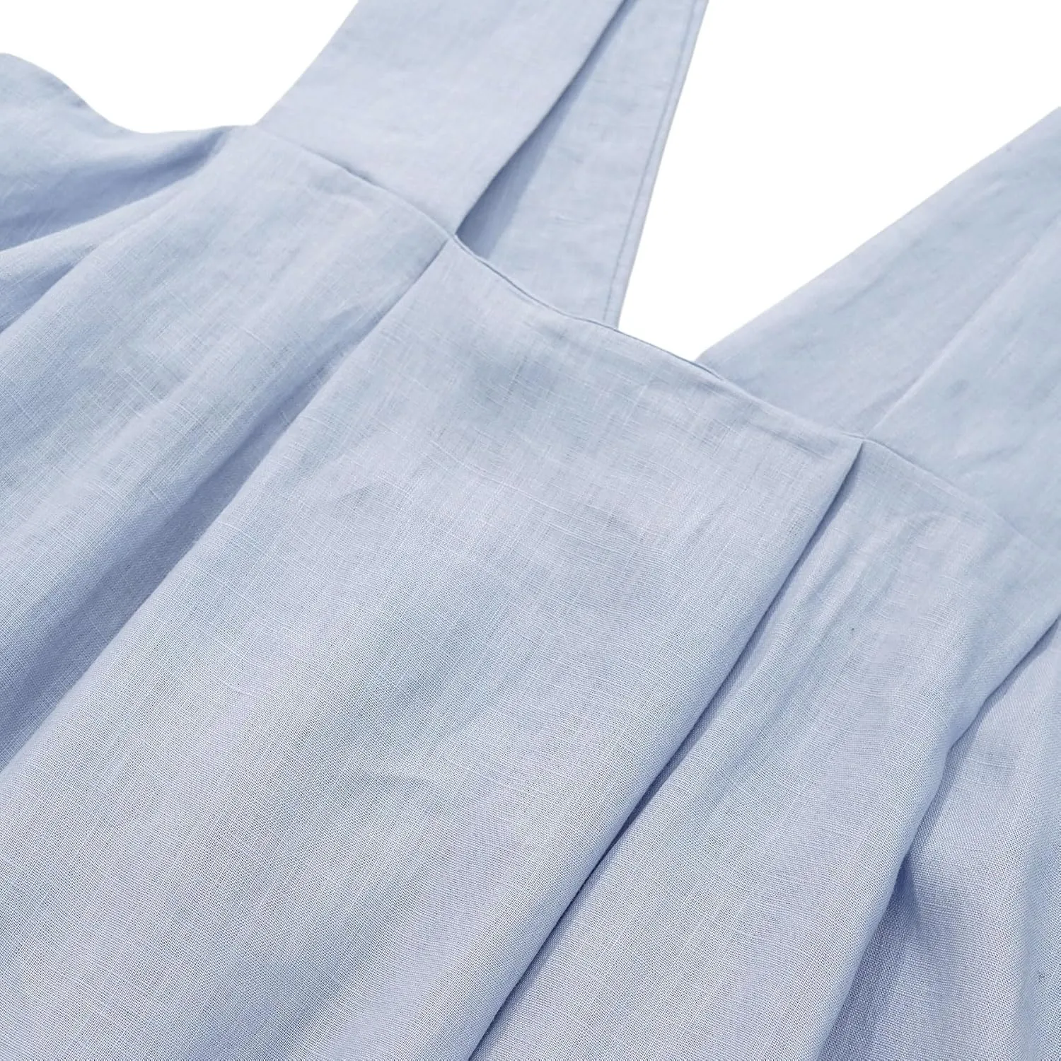 Women's 100% Linen Sleeveless Strap Midi Dresses with Pockets