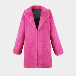 Womens Winter Teddy Bear Faux Coat  Warm Pink Jacket, Stylish Outwear for Cold Weather