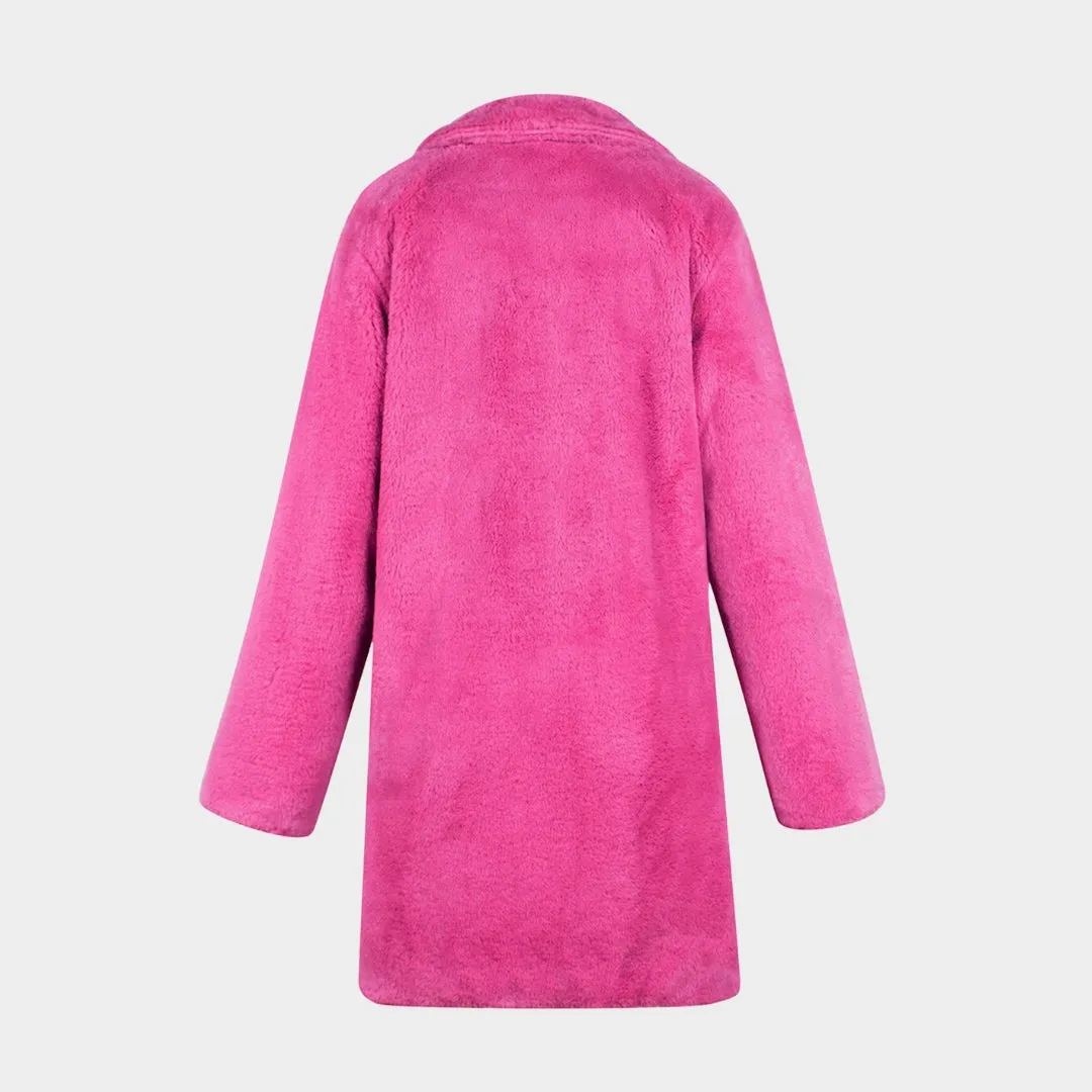 Womens Winter Teddy Bear Faux Coat  Warm Pink Jacket, Stylish Outwear for Cold Weather